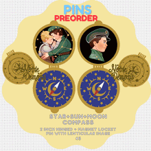 Load image into Gallery viewer, Star + Sun + Moon Compass Pins